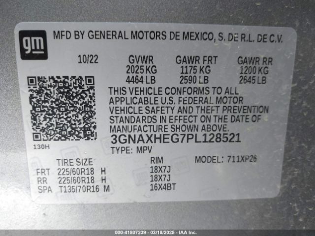 3GNAXHEG7PL128521 Chevrolet Equinox Fwd Ls