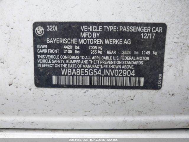 WBA8E5G54JNV02904 BMW 320i Xdrive