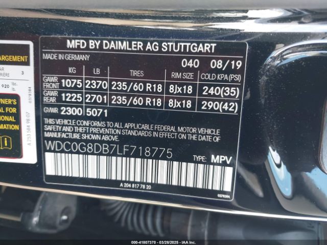 WDC0G8DB7LF718775 Mercedes-Benz GLC 300