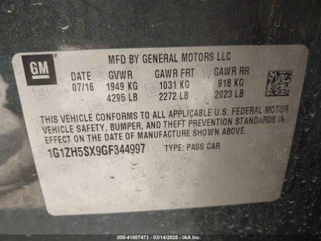 1G1ZH5SX9GF344997 Chevrolet Malibu Premier