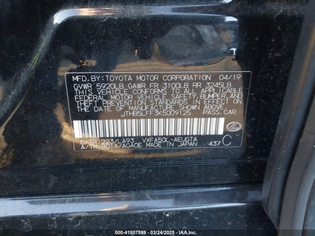 JTHB5LFF3K5009125 Lexus Ls 500
