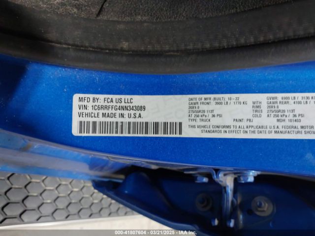2022 RAM 1500 1C6RRFFG4NN343089 Photo 8