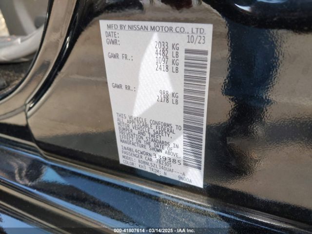 1N4BL4CW0RN339385 Nissan Altima Sr Intelligent Awd