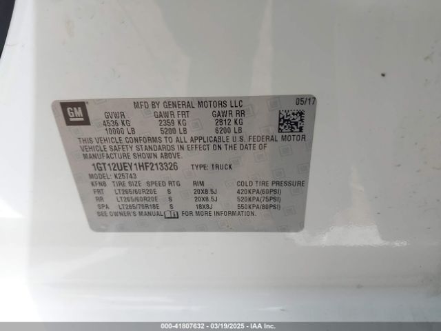 1GT12UEY1HF213326 GMC Sierra 2500hd Denali