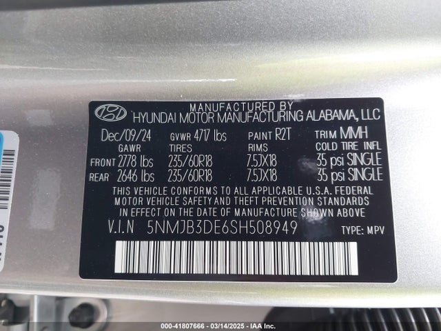 Hyundai TUCSON SEL 2025 5NMJB3DE6SH508949 Image 9