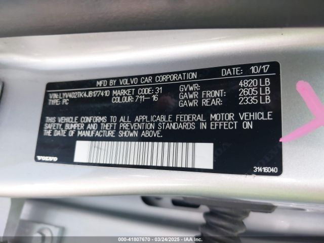 LYV402TK4JB177410 Volvo S60 Inscription T5