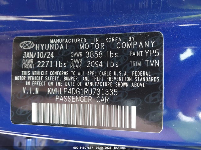 Hyundai Elantra Limited 2024 KMHLP4DG1RU731335 Image 9