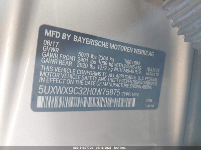 5UXWX9C32H0W75875 BMW X3 Xdrive28i