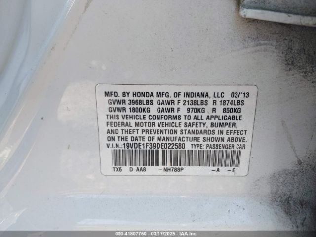2013 ACURA ILX 19VDE1F39DE022580 Photo 8