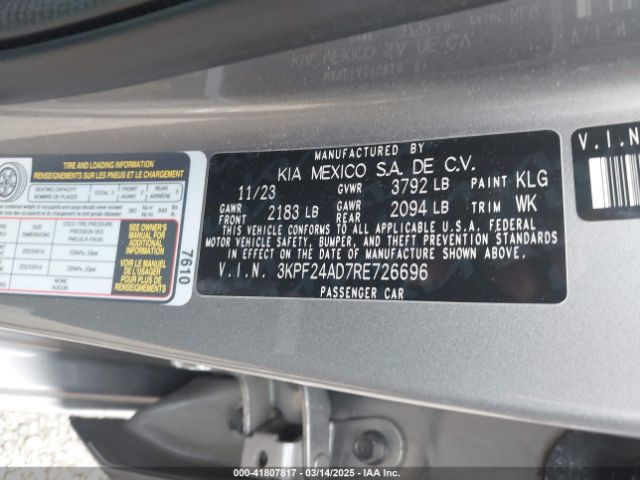 3KPF24AD7RE726696 KIA Forte Lxs