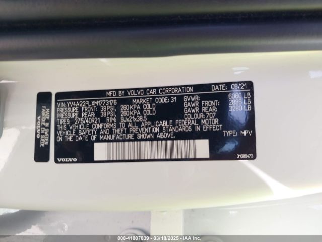 YV4A22PLXM1773176 Volvo Xc90 T6 Inscription 7 Passenger