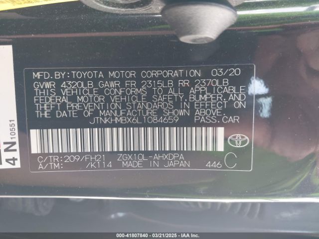 JTNKHMBX6L1084659 Toyota C-HR LE