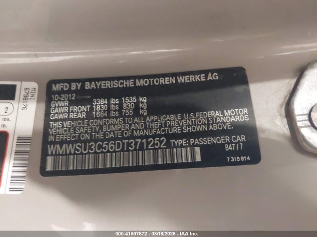 2013 MINI HARDTOP WMWSU3C56DT371252 Photo 8