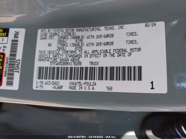 5TFWA5DB8RX178288 Toyota Tundra Limited