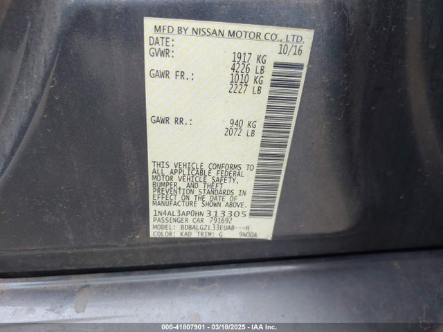 1N4AL3AP0HN313305 Nissan Altima 2.5 S