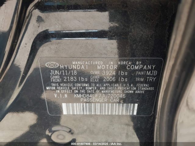 KMHD84LF7JU720046 Hyundai ELANTRA SEL