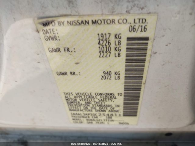 1N4AL3AP1GC254811 Nissan Altima 2.5/2.5 S/2.5 Sl/2.5 Sr/2.5 Sv