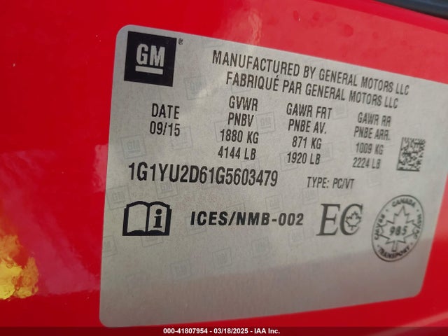 1G1YU2D61G5603479 Chevrolet Corvette Z06