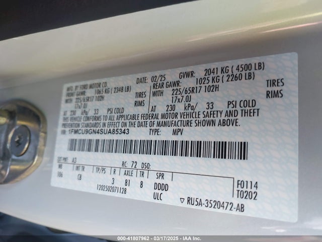 Ford Escape Active 2025 1FMCU9GN4SUA85343 Image 9
