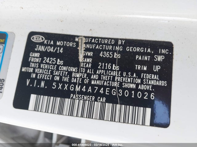 5XXGM4A74EG301026 KIA Optima Lx