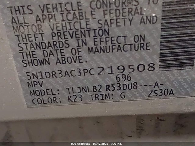 5N1DR3AC3PC219508 Nissan Pathfinder S 4wd