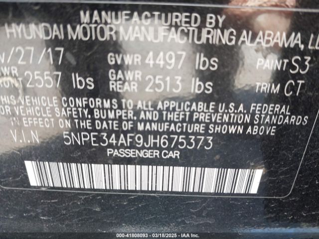 5NPE34AF9JH675373 Hyundai Sonata Sport