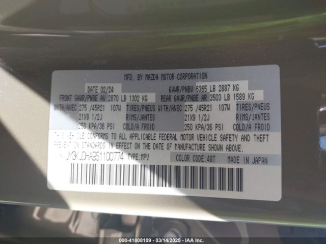 JM3KJDHA9S1100774 Mazda Cx-70 Phev Premium Package