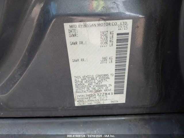 1N4AL3AP9GN322843 Nissan Altima 2.5 S