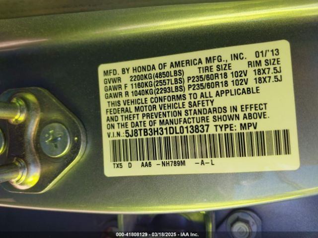 2013 ACURA RDX 5J8TB3H31DL013837 Photo 8