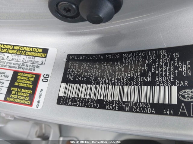 Toyota COROLLA LE 2016 2T1BURHE6GC523931 Image 9