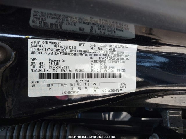 Ford FOCUS SE 2016 1FADP3F26GL356992 Image 9