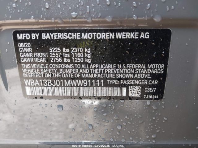 2021 BMW 530I WBA13BJ01MWW91111 Photo 8