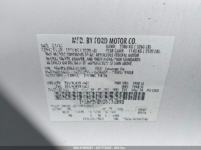 1FAHP2F80GG110898 Ford Taurus Limited