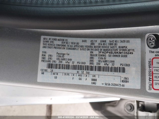 Ford FIESTA SE 2019 3FADP4BJ9KM135249 Image 9