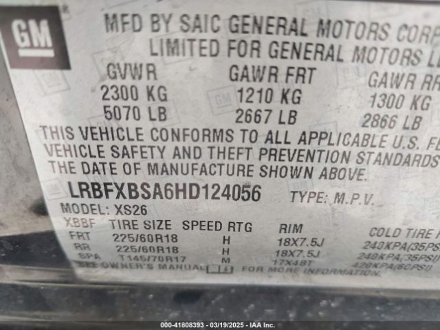 LRBFXBSA6HD124056 Buick Envision Essence