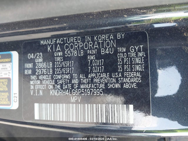KNDRH4LG6P5197995 KIA Sorento Hybrid Ex
