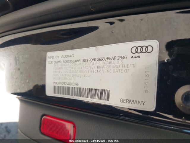 WAUA4CF52MA028375 Audi S5 Sportback Premium Tfsi Quattro Tiptronic