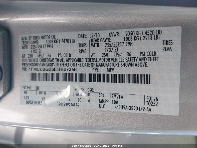 Ford ESCAPE SE 2014 1FMCU0GX6EUB07358 Image 9