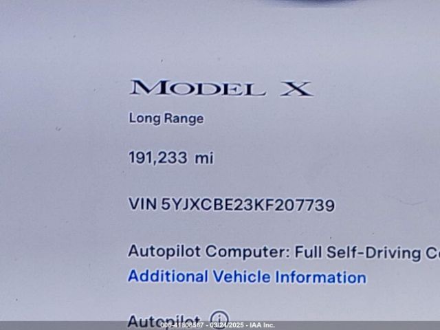 5YJXCBE23KF207739 Tesla Model X 100d/75d/long Range