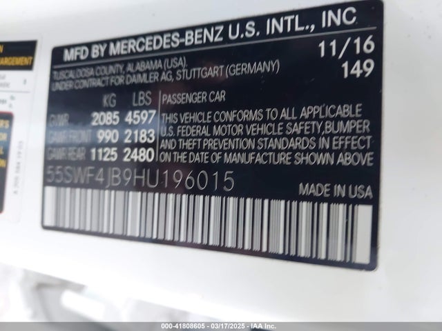 55SWF4JB9HU196015 Mercedes-Benz C 300 Luxury/sport