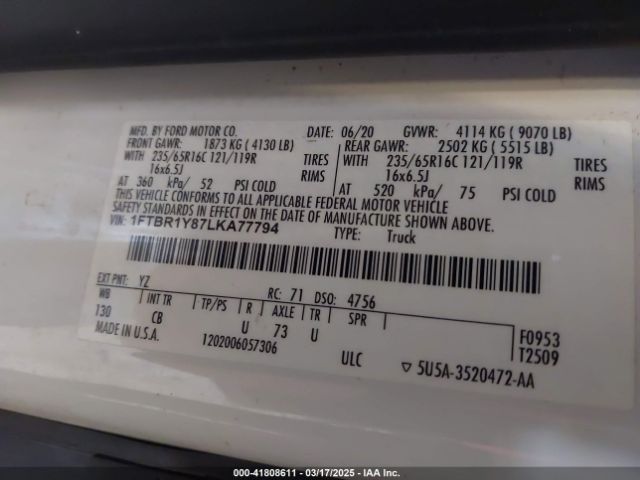 1FTBR1Y87LKA77794 Ford Transit-250