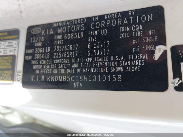 KNDMB5C18H6310158 KIA SEDONA LX