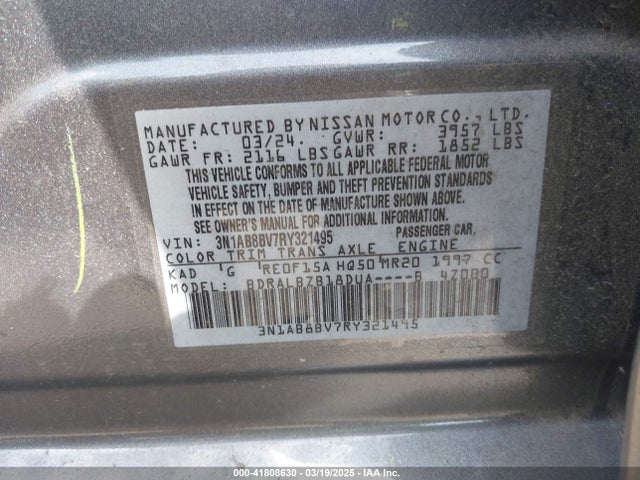 Nissan Sentra S Xtronic Cvt 2024 3N1AB8BV7RY321495 Image 9