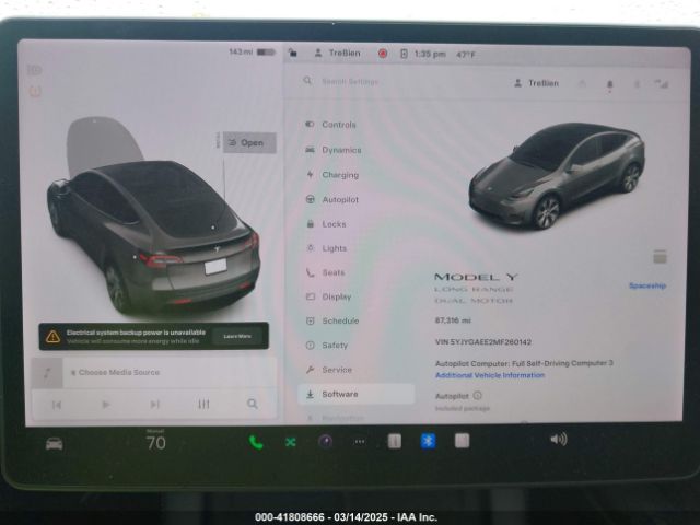 5YJYGAEE2MF260142 Tesla Model Y Long Range Dual Motor All-wheel Drive