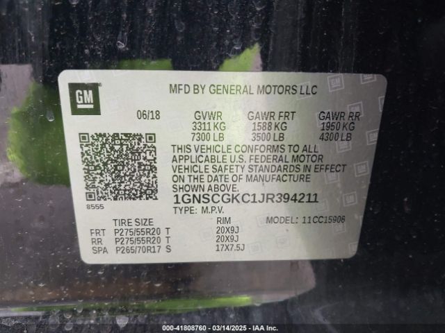 1GNSCGKC1JR394211 Chevrolet Suburban Ls