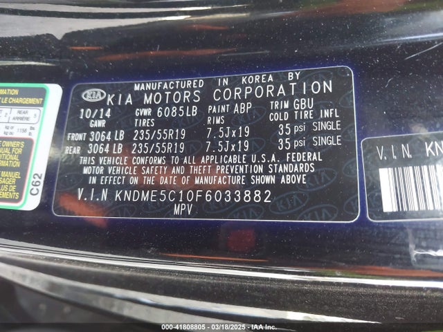 KNDME5C10F6033882 KIA Sedona Sx Luxury