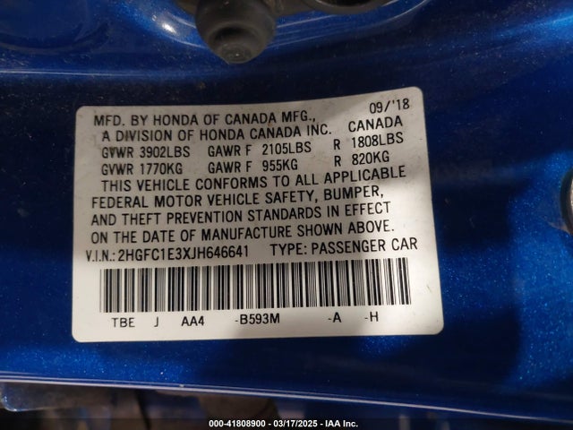 Honda Civic Ex-t 2018 2HGFC1E3XJH646641 Image 9