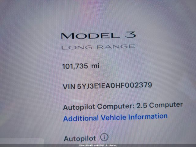 5YJ3E1EA0HF002379 Tesla Model 3 Long Range/standard