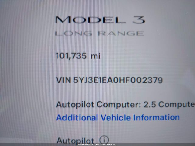 5YJ3E1EA0HF002379 Tesla Model 3 Long Range/standard