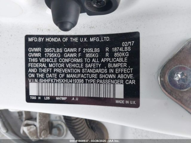 SHHFK7H5XHU419398 Honda CIVIC EX